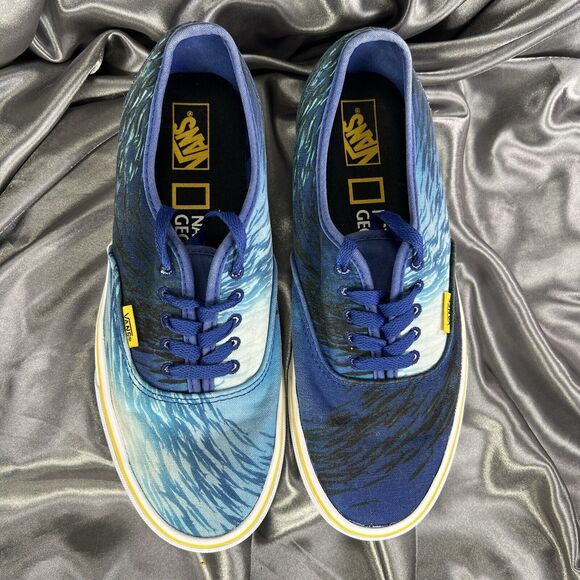 Vans Unisex National Geographic Blue Ocean Print Lace-Up Low Top Shoes M 7.5/W 9 - Picture 14 of 16